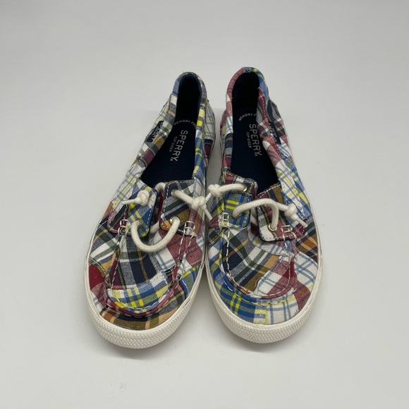 Women's Sperry Lounge Away Madras Boat Shoes Plaid Top-Slider Size 8 - Picture 2 of 14